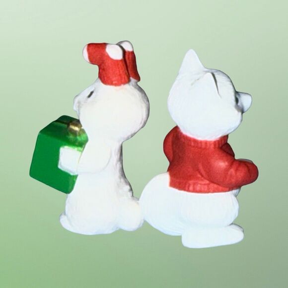 Vintage1991 Holiday Ornaments Mini Decorations Fox & Mouse Figures1.5’’ A29 - Picture 3 of 5